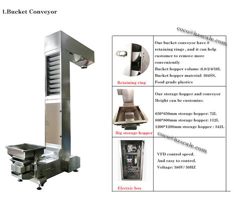 Oatmeal Cookies Nuts Transport Z Type Bucket Conveyor CE Certification