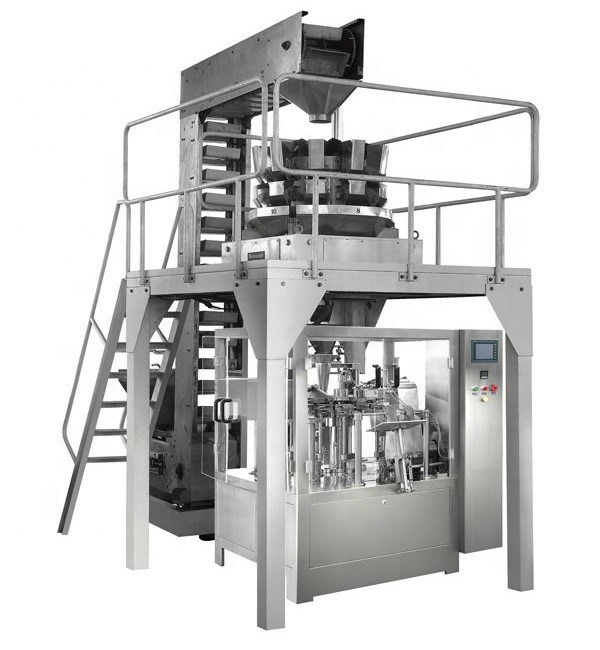 8 Stations Multihead Weigher Nitrogen Packing Machine For Snacks