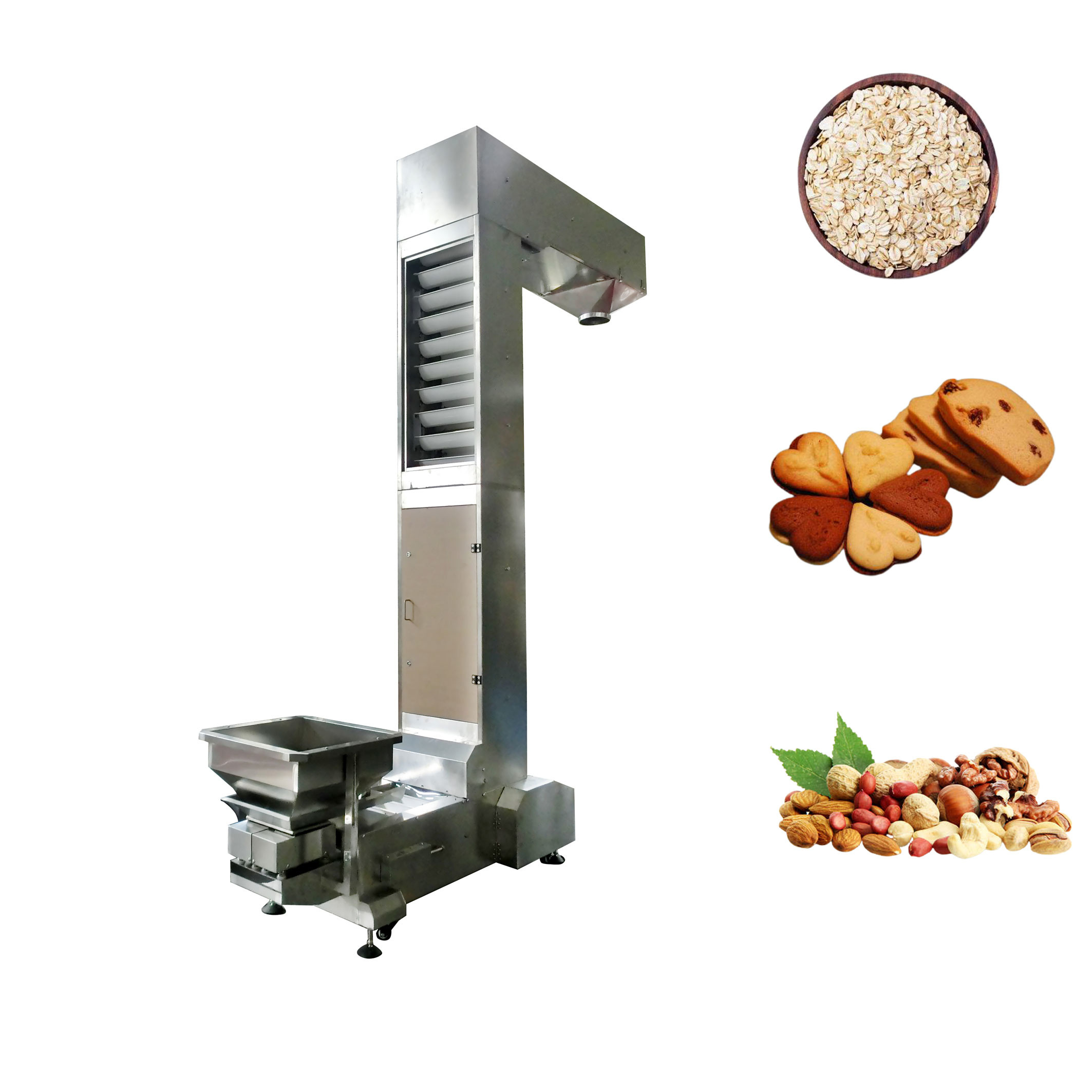 Oatmeal Cookies Nuts Transport Z Type Bucket Conveyor CE Certification